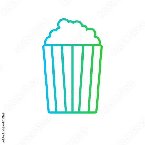 Popcorn food and drink icon with blue and green gradient outline style. popcorn  cinema  movie  food  film  box  snack. Vector illustration
