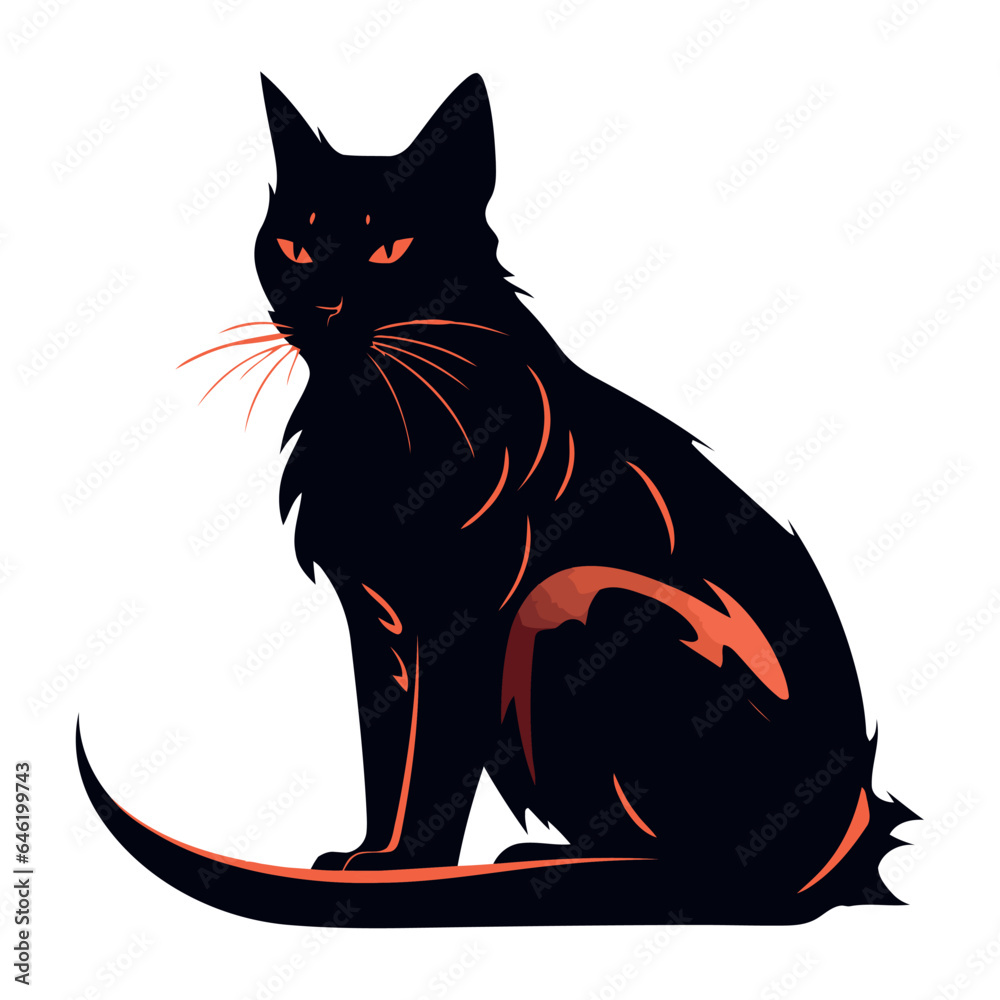 black cat sitting icon isolated black cat sitting icon isolated