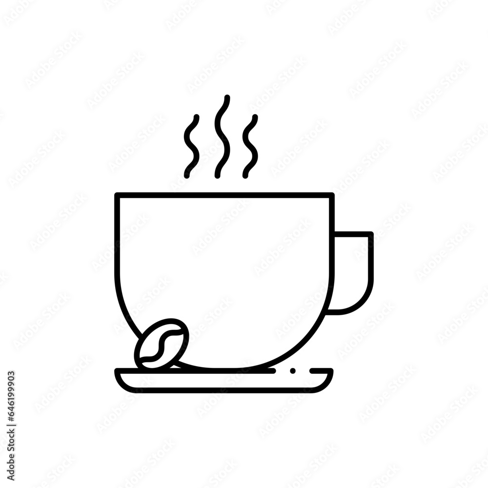 Coffee food and drink icon with black outline. coffee, drink, beverage, cup, black, espresso, cafe. Vector illustration Coffee food and drink icon with black outline. coffee, drink, beverage, cup, black, espresso, cafe. Vector illustration