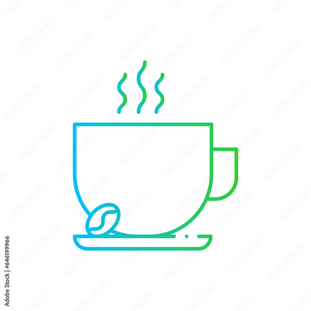 Coffee food and drink icon with blue and green gradient outline. coffee, drink, beverage, cup, black, espresso, cafe. Vector illustration Coffee food and drink icon with blue and green gradient outline. coffee, drink, beverage, cup, black, espresso, cafe. Vector illustration