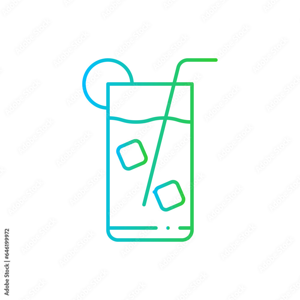 Juice food and drink icon with blue and green gradient outline. fresh, drink, healthy, fruit, orange, juice, beverage. Vector illustration Juice food and drink icon with blue and green gradient outline. fresh, drink, healthy, fruit, orange, juice, beverage. Vector illustration