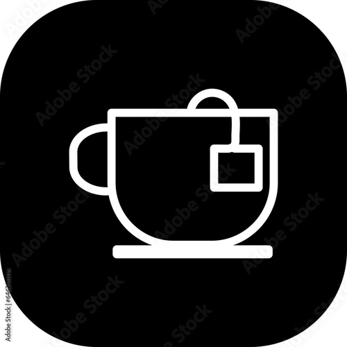 Tea food and drink icon with black filled outline style. tea, cup, drink, coffee, hot, line, sign. Vector illustration
