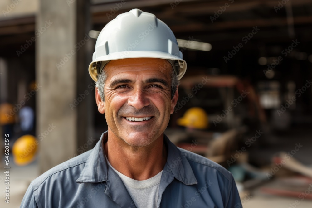 Smiling portrait of a happy white male developer or architect working on a construction site Smiling portrait of a happy white male developer or architect working on a construction site
