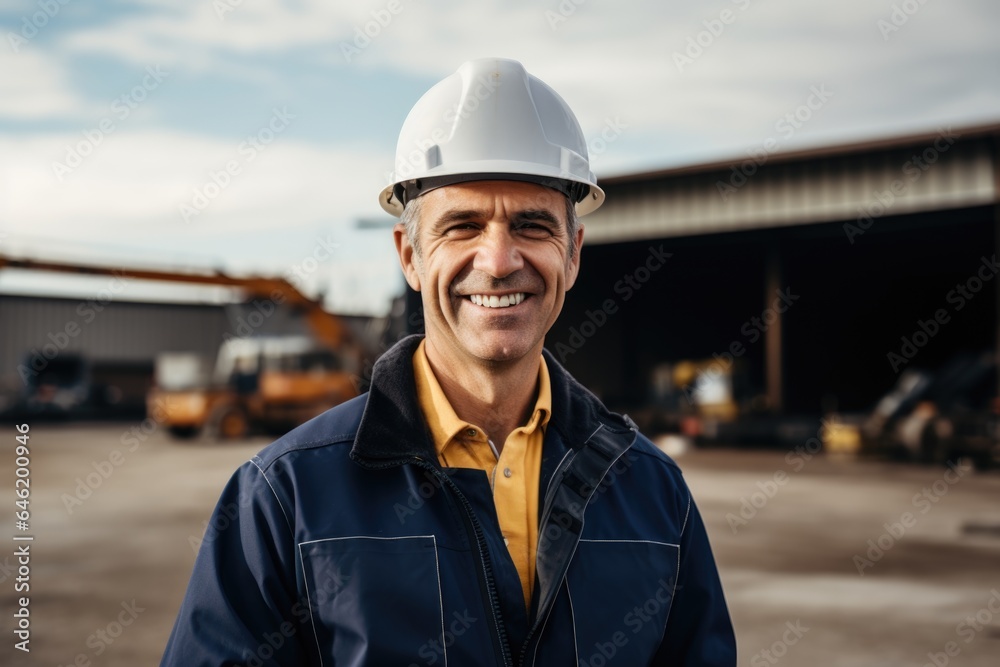 Smiling portrait of a happy male norvegian developer or architect working on a construction site Smiling portrait of a happy male norvegian developer or architect working on a construction site