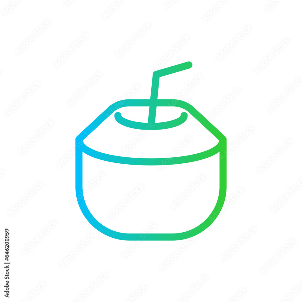 Coconut drink food and drink icon with blue and green gradient outline style. drink, cocktail, coconut, juice, glass, bottle, bar. Vector Illustration Coconut drink food and drink icon with blue and green gradient outline style. drink, cocktail, coconut, juice, glass, bottle, bar. Vector Illustration