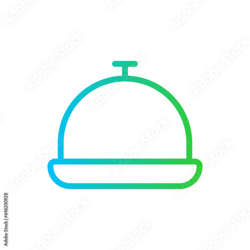 Tray food and drink icon with blue and green gradient outline style. food, tray, plate, kitchen, symbol, cooking, dinner. Vector Illustration