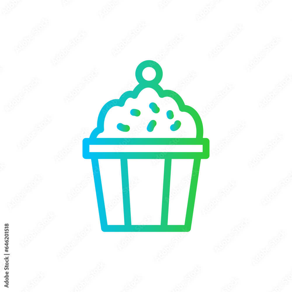 Cupcake food and drink icon with blue and green gradient outline style. cupcake, food, cake, sweet, dessert, pastry, muffin. Vector illustration Cupcake food and drink icon with blue and green gradient outline style. cupcake, food, cake, sweet, dessert, pastry, muffin. Vector illustration