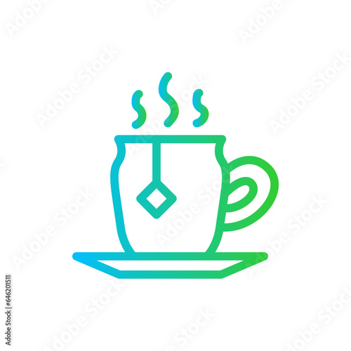 Tea food and drink icon with blue and green gradient outline style. tea  cup  set  drink  coffee  hot  beverage. Vector illustration