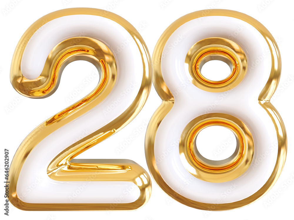3d number 28 - gold number 3d number 28 - gold number