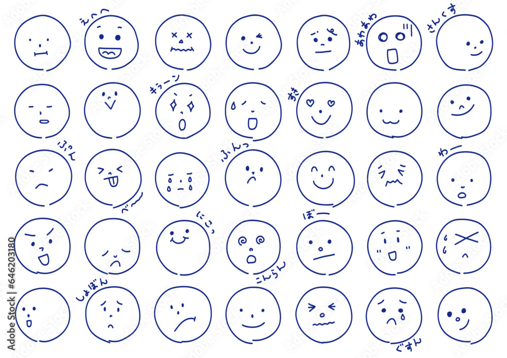 手描きの顔アイコンセット / Hand Drawing Various Face Set 手描きの顔アイコンセット / Hand Drawing Various Face Set