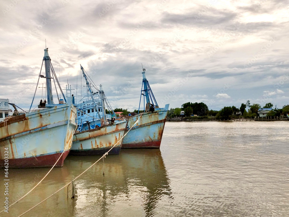 Commercial fishing boats in the port