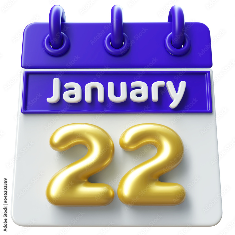 22nd January - Icon 3d Calendar of Day 22nd January - Icon 3d Calendar of Day
