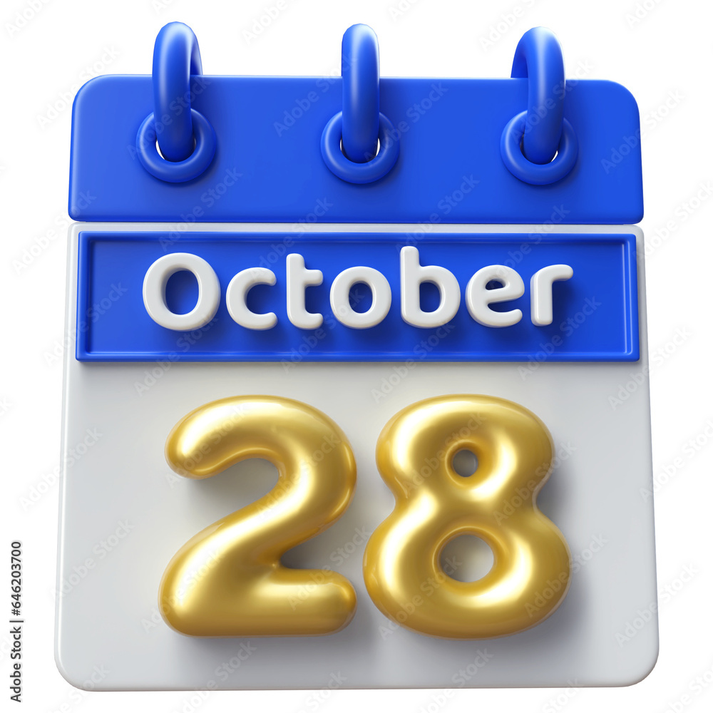 Calendar October 28th - Icon 3d Calendar Calendar October 28th - Icon 3d Calendar