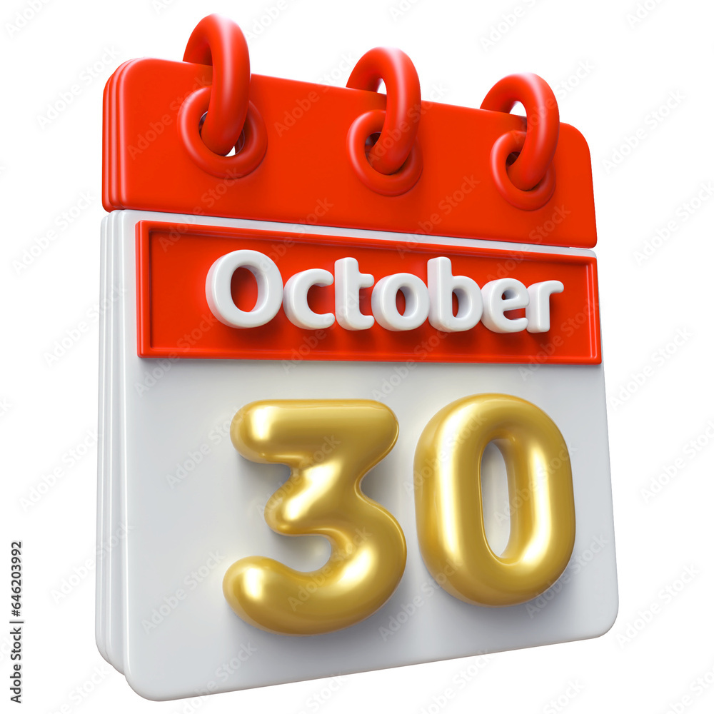 Calendar October 30th - Icon 3d Calendar