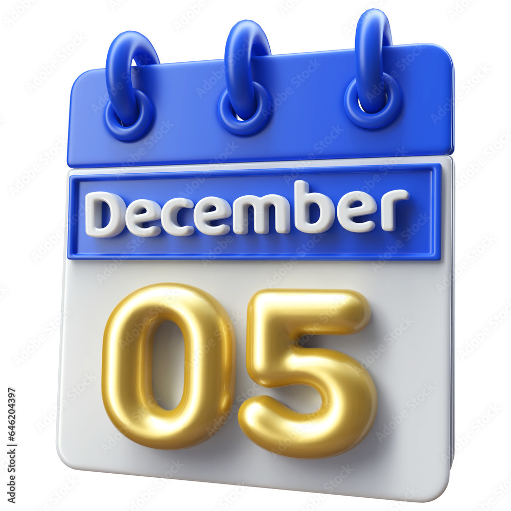 Calendar December 5th - Icon 3d Calendar Calendar December 5th - Icon 3d Calendar