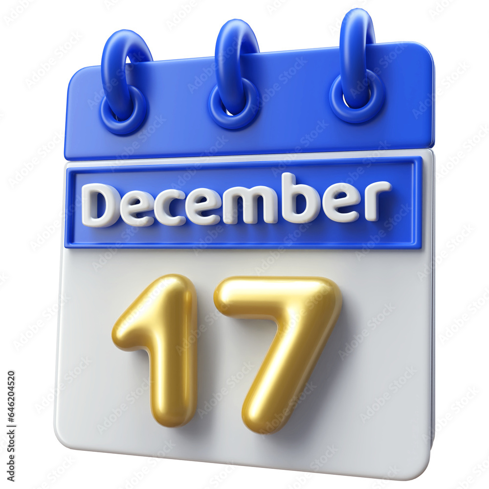 Calendar December 17th - Icon 3d Calendar Calendar December 17th - Icon 3d Calendar