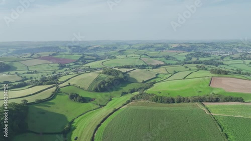 Fields and Farms over English Village from a drone, Berry Pomeroy, Devon, England, United Kingdom, Europe photo