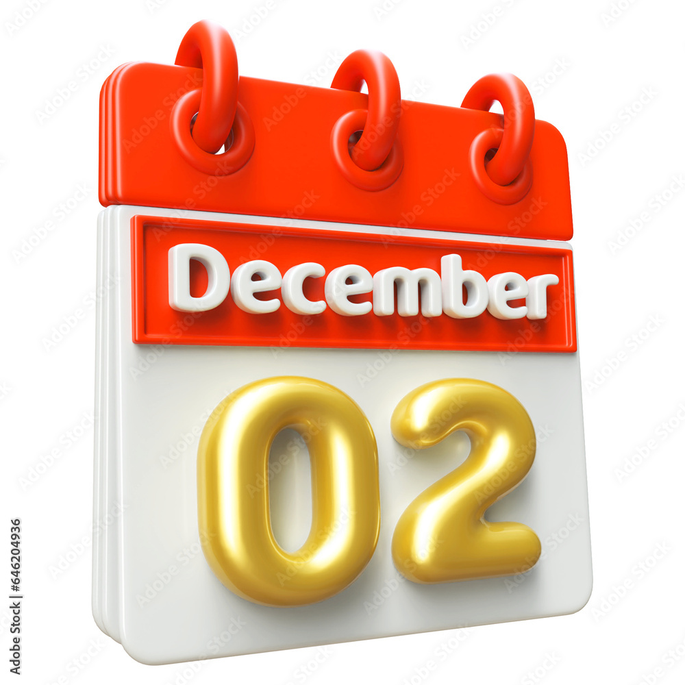 Calendar December 2nd - Icon 3d Calendar Calendar December 2nd - Icon 3d Calendar