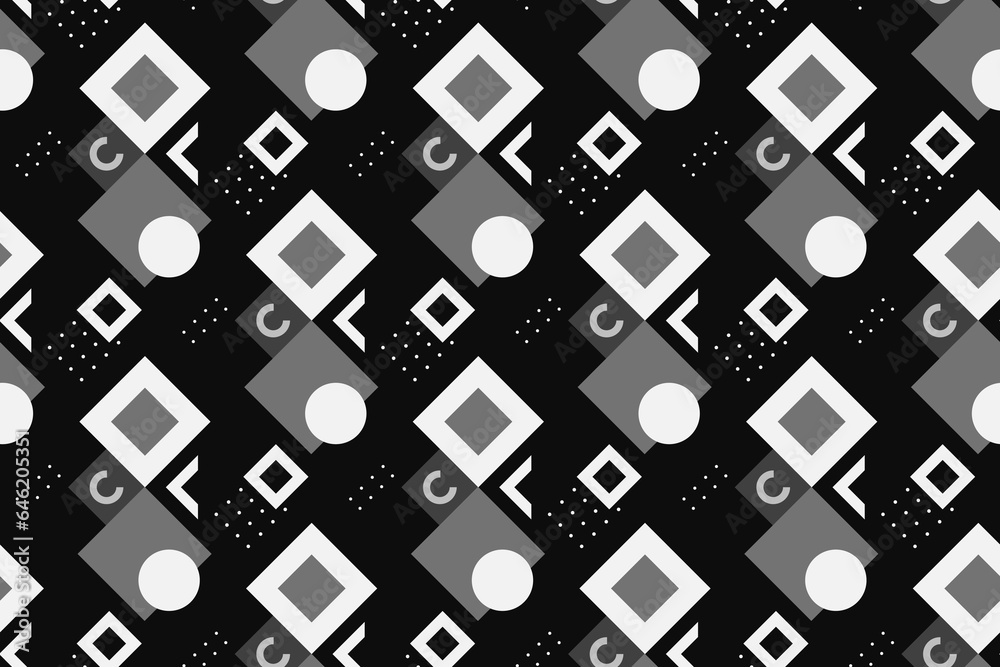 Geometric seamless pattern with black and white color. Simple regular background. Vector illustration
