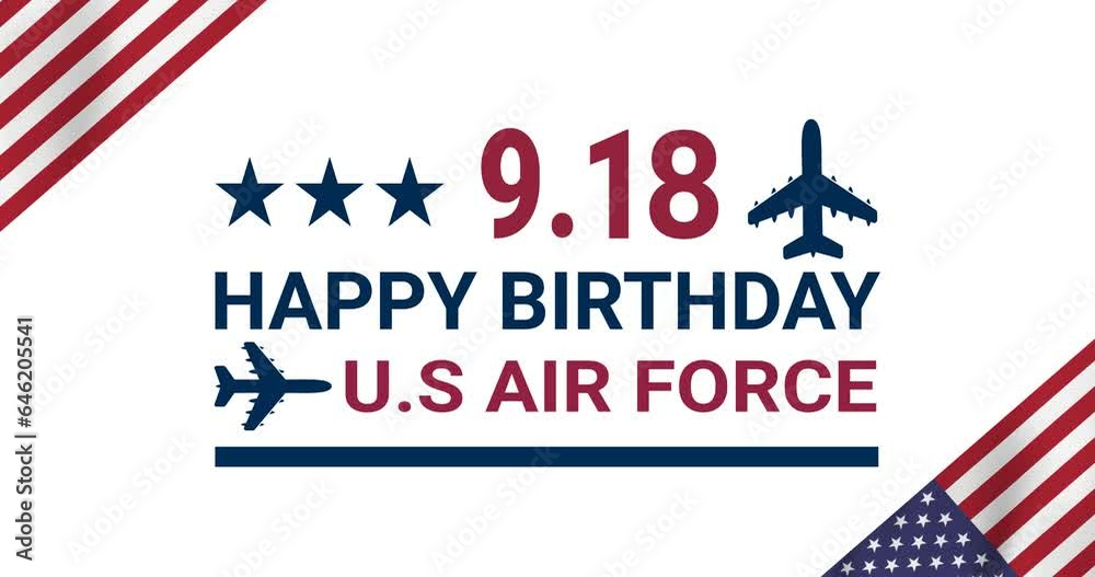 Happy Birthday, US Air Force! Text-fill Animation with Airplane motion ...