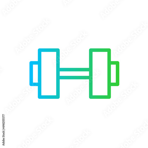 Dumbbell sport and fitness icon with blue and green gradient outline style. gym  sport  health  weight  fitness  exercise  muscle. Vector illustration