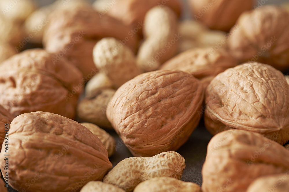 raw nuts, Walnuts and peanuts raw nuts, Walnuts and peanuts