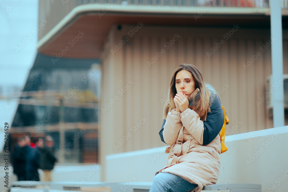 Woman Feeling Cold Waiting for the Buss in Wintertime. Unhappy tourist wars for pu8blic transportation outdoors in freezing weather
Woman Feeling Cold Waiting for the Buss in Wintertime. Unhappy tourist wars for pu8blic transportation outdoors in freezing weather
