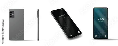 Mobile phone set vector design. Mobile and cellphone technology device elements. Vector illustration online device collection.
