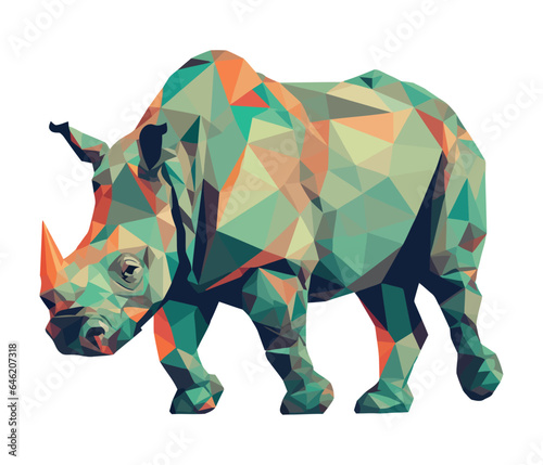 Geometric rhinoceros icon isolated