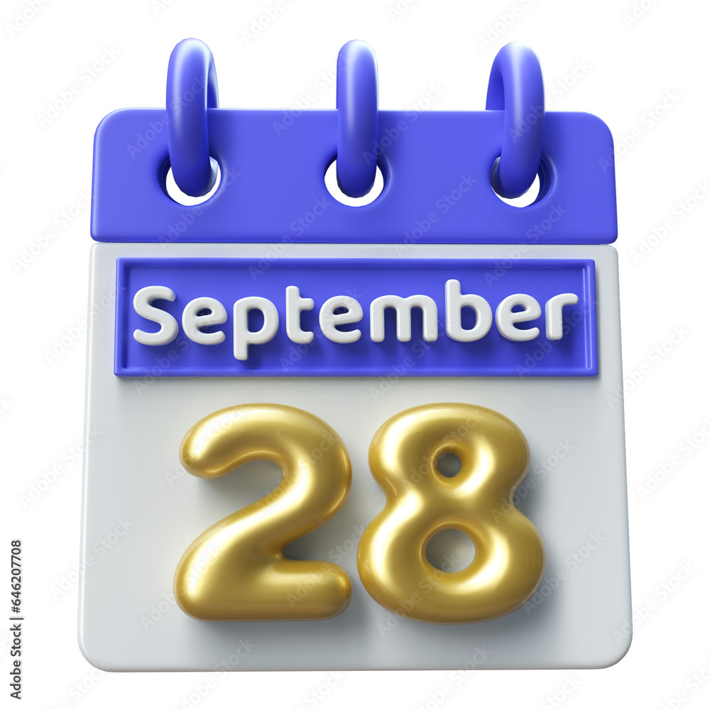 28th September - Icon 3d Calendar of Day 28th September - Icon 3d Calendar of Day