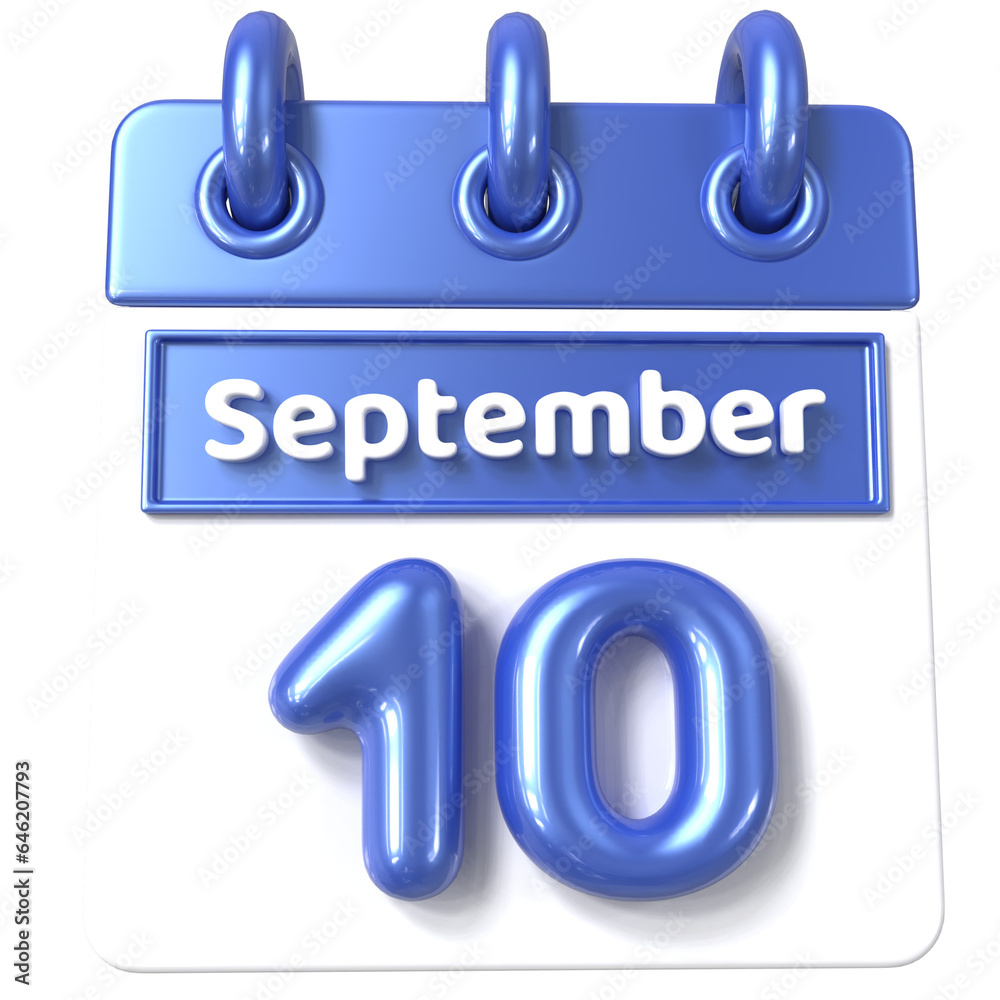 10th September - Icon 3d Calendar of Day 10th September - Icon 3d Calendar of Day