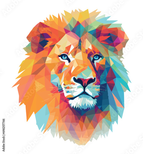 Geometric Lion Mascot icon isolated