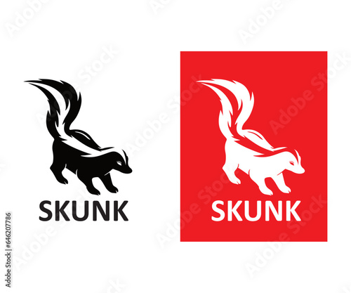 SKUNK SMELL SMALL ANIMAL LOGO, silhouette of wild iconic animal vector illustrations