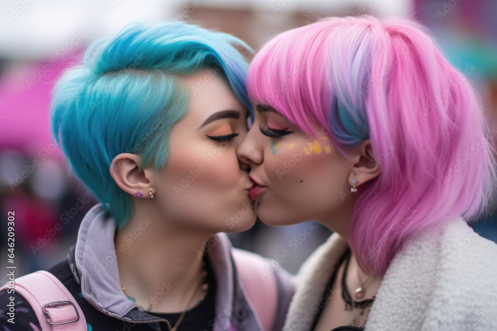 Lesbian Couple at the Park - ai generated Lesbian Couple at the Park - ai generated