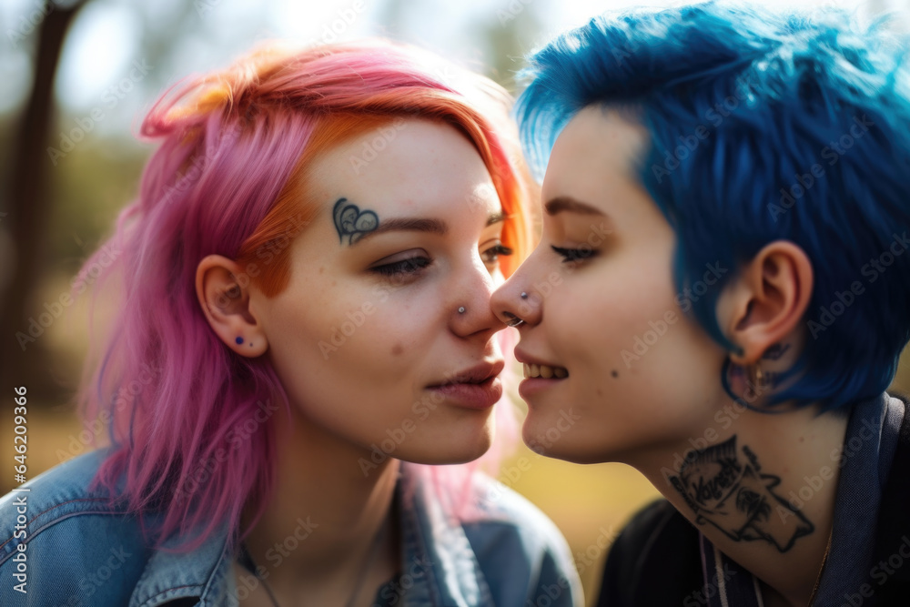 Lesbian Couple at the Park - ai generated Lesbian Couple at the Park - ai generated