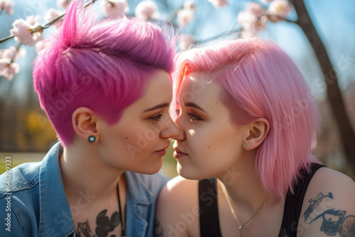 Lesbian Couple at the Park - ai generated