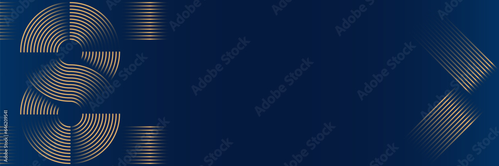 Dark blue abstract background with glowing gold geometric line. Dark blue abstract background with glowing gold geometric line.
