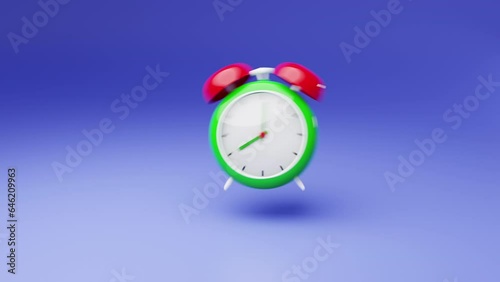 Cartoon alarm clock ringing 3D animation