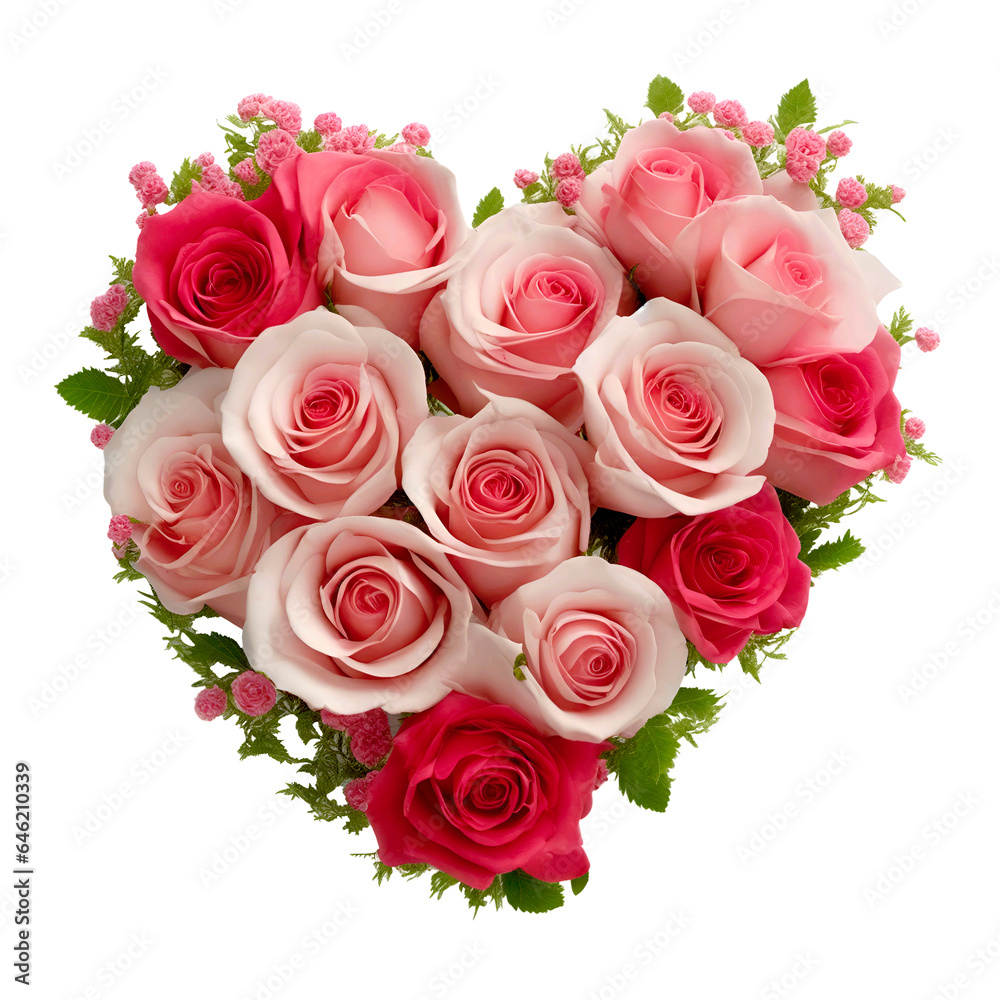 Obraz premium ハート形の薔薇の花束