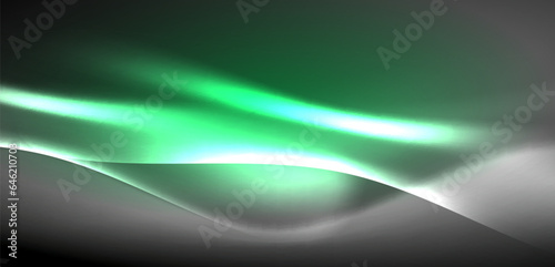 Neon-lit waves surge across background, mesmerizing dance of luminescence and motion. Dynamic backdrop captures essence of energy and modern aesthetics