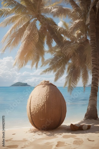 Tropical Tranquility A Photorealistic Ode to the Coconut, Crafted by Generative AI