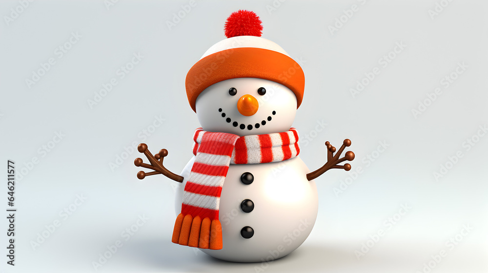 snowman with red hat and scarf