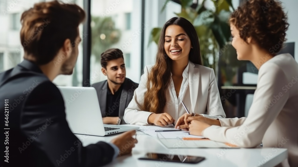 HR workers hiring candidates are making employment deals, Signing work contract after successful job interview.