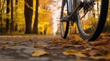 Shot of a wheels ride a bicycle in autumn
