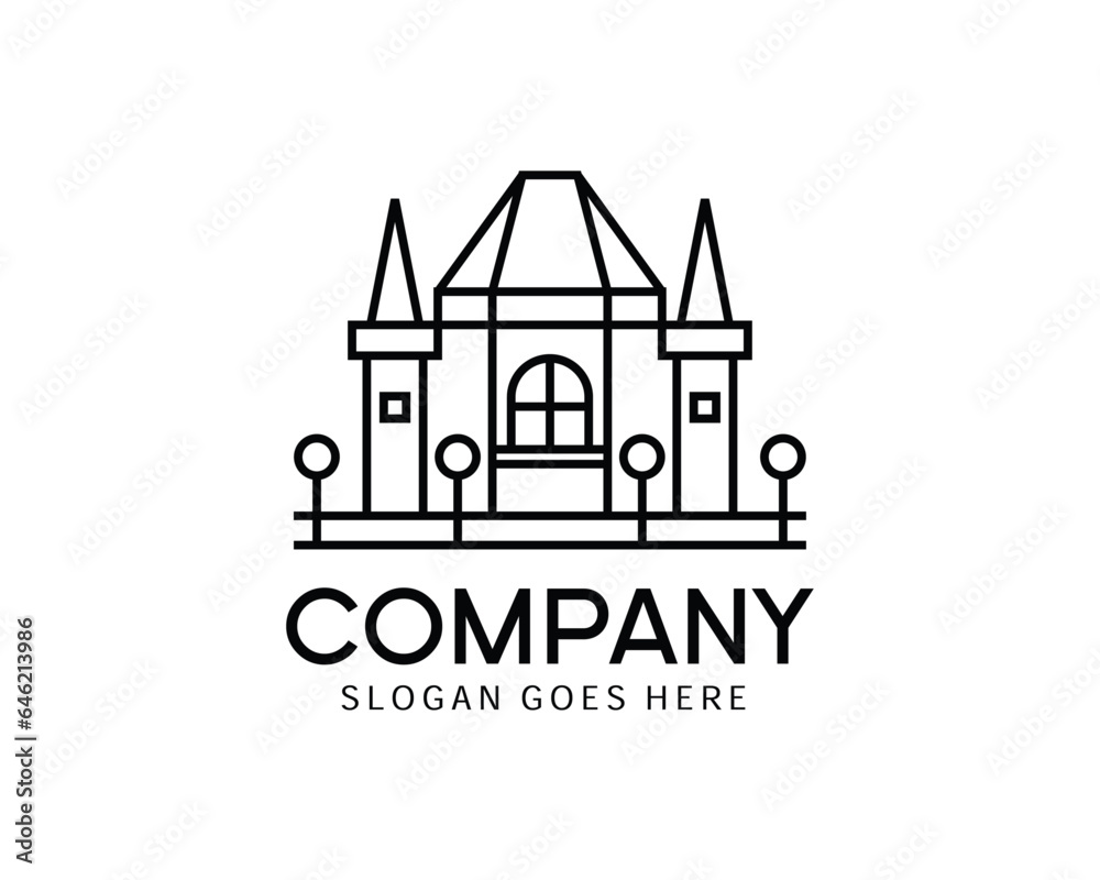 Fototapeta premium Luxury landscape building logo design with lines