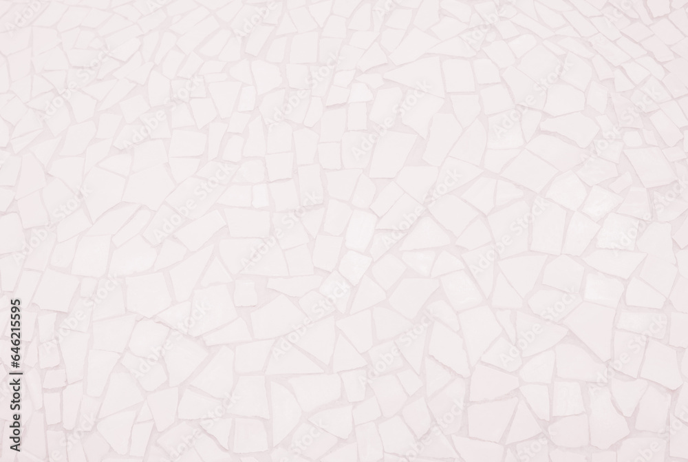 Broken tiles mosaic seamless geometric pattern. Pink the tile wall high resolution real photo or brick seamless, texture interior modern background. Abstract geometric ornament repeat design. Broken tiles mosaic seamless geometric pattern. Pink the tile wall high resolution real photo or brick seamless, texture interior modern background. Abstract geometric ornament repeat design.