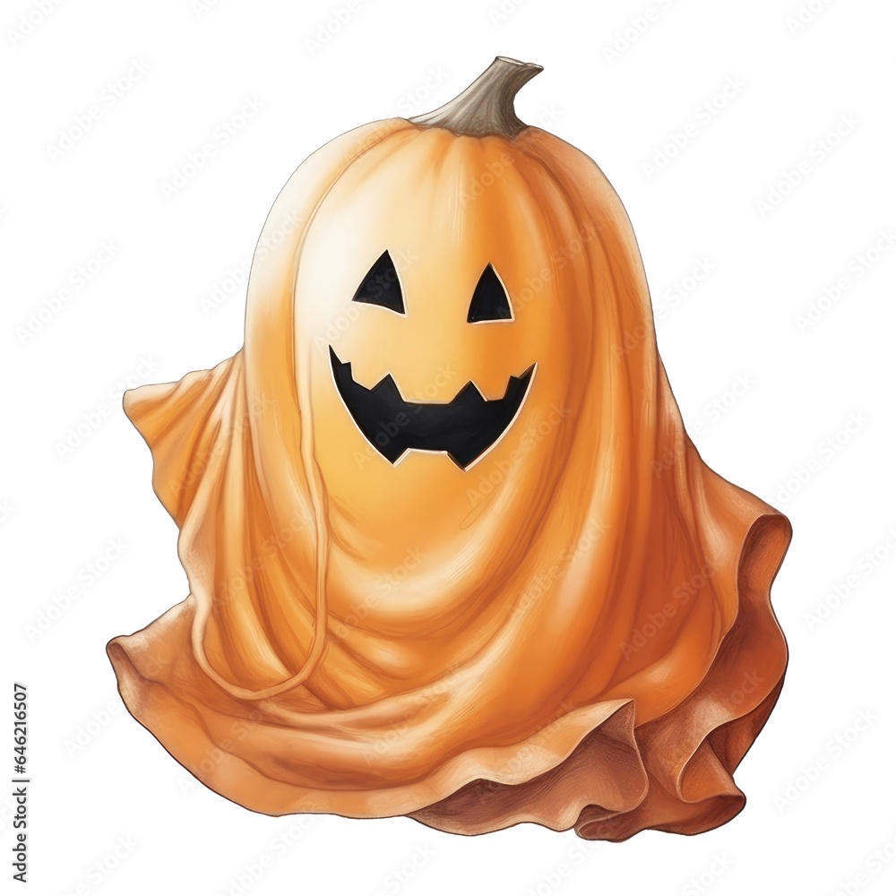 Fototapeta premium Watercolor Halloween Ghost (AI Generated)