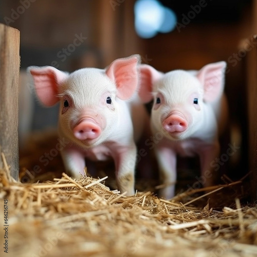 adorable baby pigs at the farm