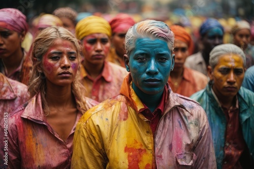Group of colorfully painted people