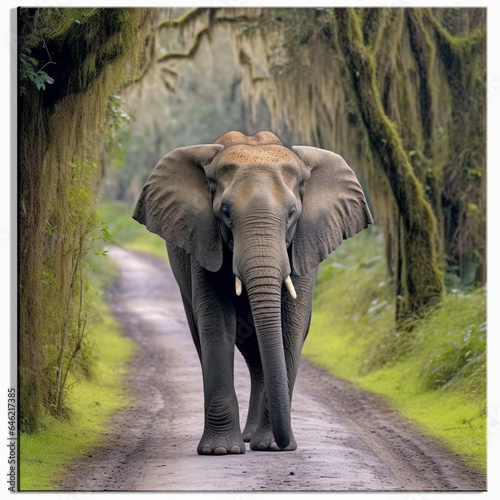 beautiful elephant on a gravel pathway